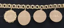 14K Yellow Gold Large Double Curb Charm Bracelet With 4 Charms, 68.4 TGW