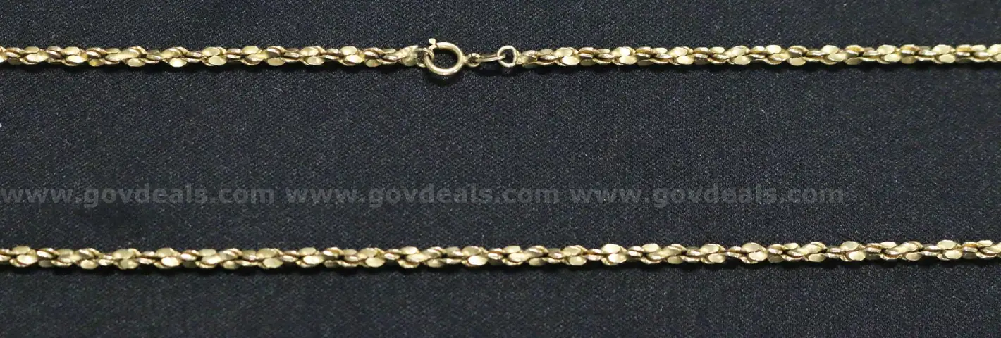 14K Yellow Gold Nugget Design Necklace, 14.1 Grams