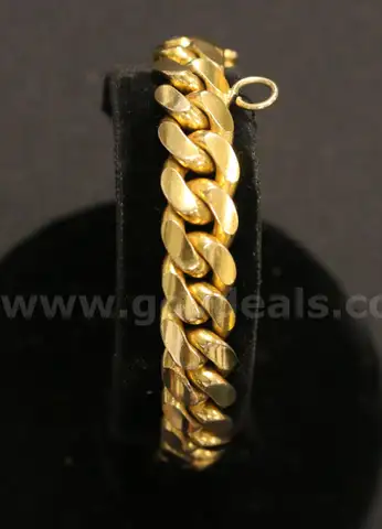 18K Yellow Gold Cuban Link Design Bracelet, 76.1 Grams