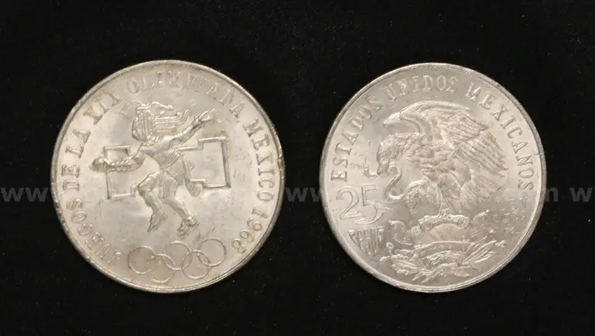100- 1968, 25 Pesos Silver Juegos De La XIX Olimpiada Mexico Coins, 2,250.0 Gram