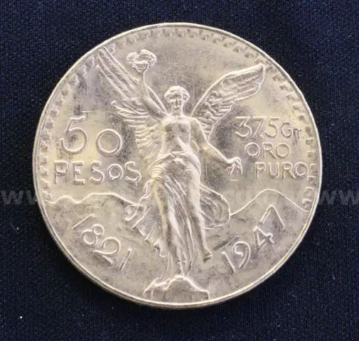 1947 Gold Mexico 50 Peso Coin, 41.6 Grams