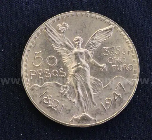 1947 Gold Mexico 50 Peso Coin, 41.6 Grams