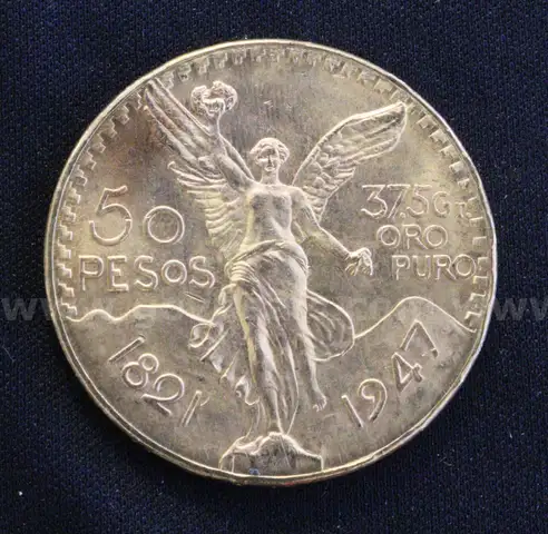 1947 Gold Mexico 50 Peso Coin, 41.6 Grams