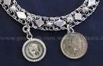 Gold 1918 Dos Y Medio Peso/1865 Emperio Coins On 10K Y/G Bracelet, 22.0 Grams