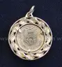1945 Mexico Dos Peso Coin In 14K Y/G Rope Design Bezel Pendant, 4.7 Grams