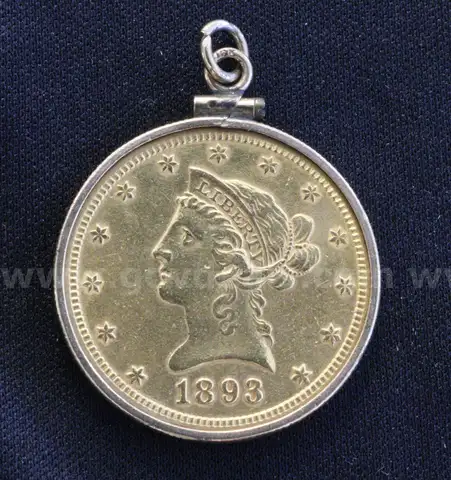 1893 $10 Gold Liberty Head Coin In 14K Y/G Bezel, 18.3 Grams