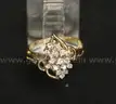 14K Yellow Gold Cluster Ring With Diamonds, 2.2 Grams