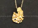 14K Yellow Gold Rope Design Necklace With Diamond Nugget Pendant, 5.8 Grams