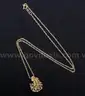 14K Yellow Gold Rope Design Necklace With Diamond Nugget Pendant, 5.8 Grams