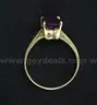 18K Yellow Gold Ring With Purple Stone, 2.4 Grams