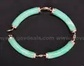 2- Green Stone Bracelets With 14K Yellow Gold Accents