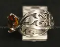 Retired James Avery Sterling Silver Adorned Floral Citrine Ring, 7.0 Grams