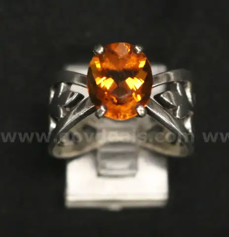 Retired James Avery Sterling Silver Adorned Floral Citrine Ring, 7.0 Grams
