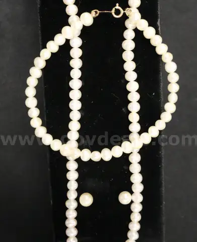 Pearl Necklace &#x26; Bracelet With 14K Yellow Gold Clasps