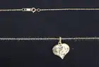 14K Yellow Gold Rope Chain with Religious Heart Pendant, 1.5 Grams