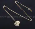 14K Yellow Gold Rope Chain with Religious Heart Pendant, 1.5 Grams