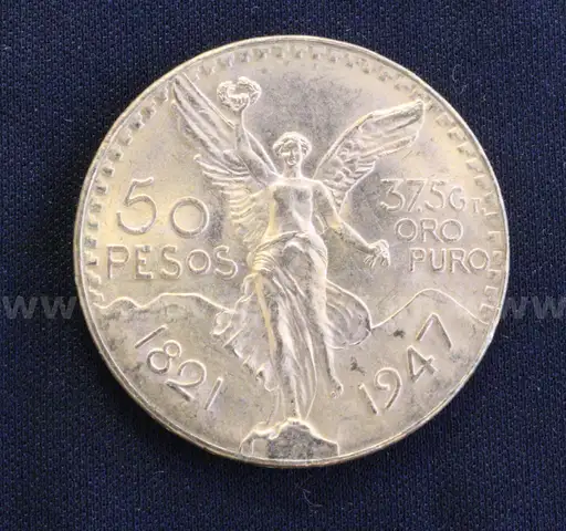 1947 Gold Mexico 50 Peso Coin, 41.6 Grams