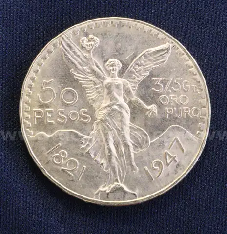 1947 Gold Mexico 50 Peso Coin, 41.6 Grams