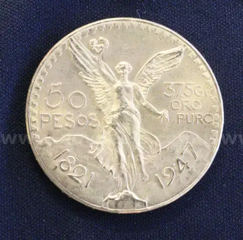 1947 Gold Mexico 50 Peso Coin, 41.6 Grams