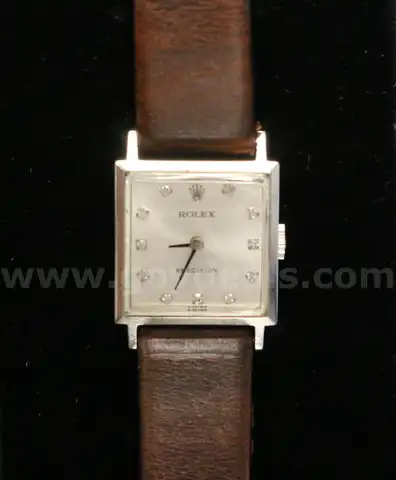 1970&#x27;s Ladies Rolex Precision Wristwatch With Brown Leather Band