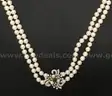 Double Strand Of Pearls With 14K W/G  Diamond &#x26; Peridot Clasp