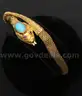 18K Yellow Gold Snake Design Bracelet With Turquoise &#x26; Red Stones, 30.9 Grams