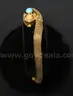 18K Yellow Gold Snake Design Bracelet With Turquoise &#x26; Red Stones, 30.9 Grams