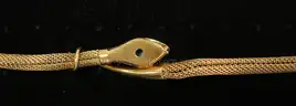 18K Yellow Gold Snake Design Bracelet With Turquoise &#x26; Red Stones, 30.9 Grams