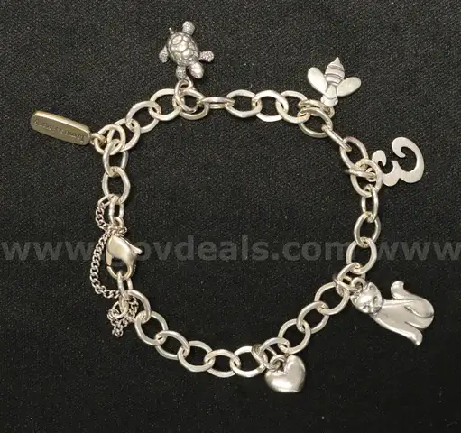 James Avery Sterling Silver Bracelet W/5 Charms, 13.9 Grams