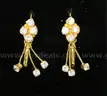 22K Yellow Gold Dangle Earrings With White Stones, 5.3 Grams