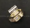14K Yellow Gold Dad Design Ring With Diamonds &#x26; Colored Stones, 12.9 Grams