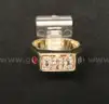 14K Yellow Gold Dad Design Ring With Diamonds &#x26; Colored Stones, 12.9 Grams