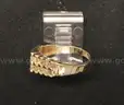 10K Yellow Gold Pyramid Design Ring With Diamonds, 3.2 Grams
