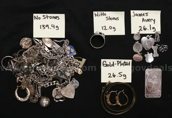 Approximately 43 Pieces Of Scrap Silver Jewelry &#x26; Bullion, 235.1 Grams