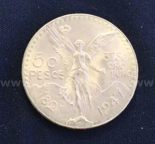 1947 Gold Mexico 50 Peso Coin, 41.6 Grams
