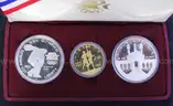 1983-1984, 3-Coin Proof Set Los Angeles Olympiad $1 Silver &#x26; $10 Gold Coins