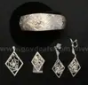 Silver Spider Web Design Jewelry Set &#x26; Maple Leaf Design Earrings, 47.5 Grams