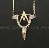 14K Yellow Gold Necklace With Sterling Silver Spur Design Pendant, 6.2 Grams
