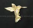 14K Yellow Gold Hummingbird Design Pin With Diamonds, 2.8 Grams