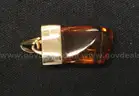 14K Yellow Gold Pendant With Amber Stone, 2.8 Grams