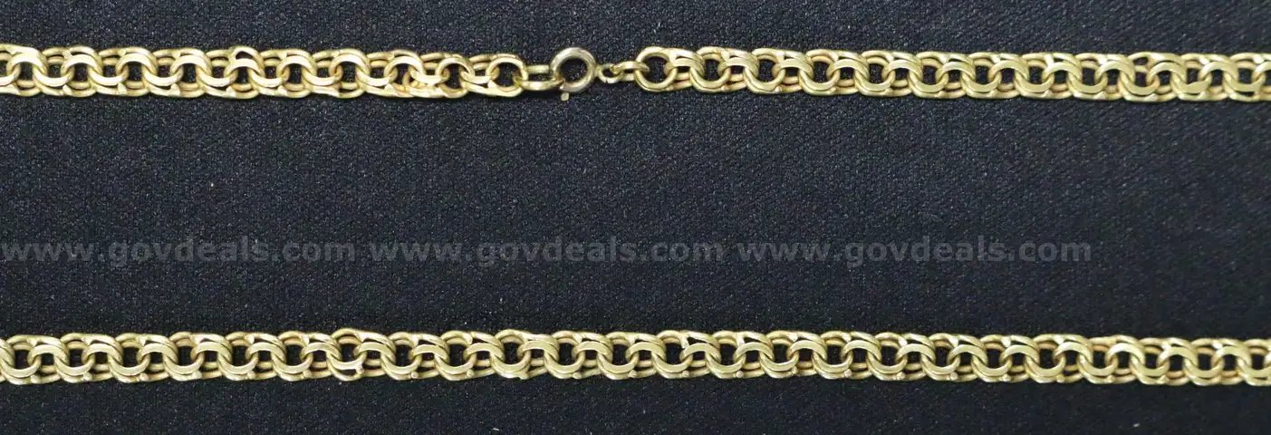 14K Yellow Gold Double Curb Link Design Necklace, 24.0 Grams