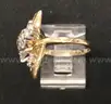 14K Yellow Gold Flower Design Ring With Diamonds, 6.9 Grams