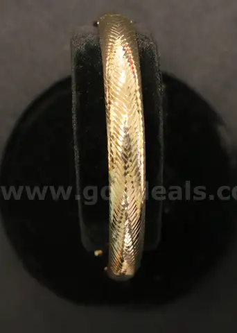 14K Yellow Gold Etched Hinged Bangle Bracelet, 7.9 Grams