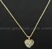 14K Yellow Gold Rope Necklace With Diamond Heart Pendant, 7.3 Grams