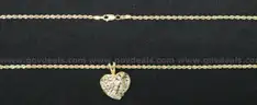 14K Yellow Gold Rope Necklace With Diamond Heart Pendant, 7.3 Grams