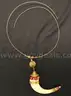 Gold-Tone Wire Necklace &#x26; Claw Design Pend With Red Beads