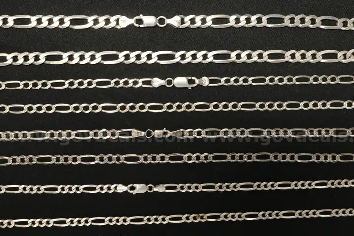 4 Sterling Silver Figaro Design Necklaces, 86.1 Grams