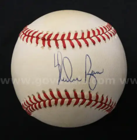 Nolan Ryan Autographed Rawlings Official Ball American League Ball Bobby Brown