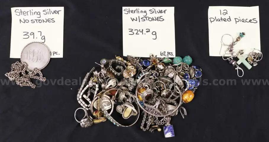 75 Pieces of Assorted Sterling Silver Scarp Jewelry, 363.9 Grams