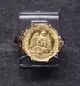 1945 Mexico Dos Peso Coin In 14K Y/G Ring Setting, 5.1 Grams